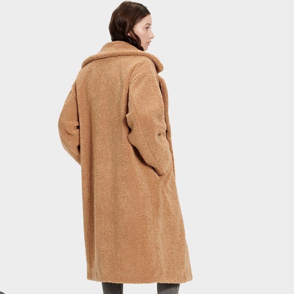 NWOT UGG Charlisse Teddy Bear Long Coat in Camel SZ L - Picture 2 of 14